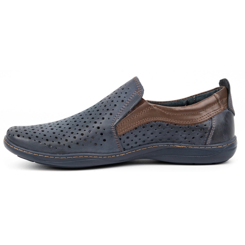 Olivier Openwork summer moccasins for men 662 navy blue 1