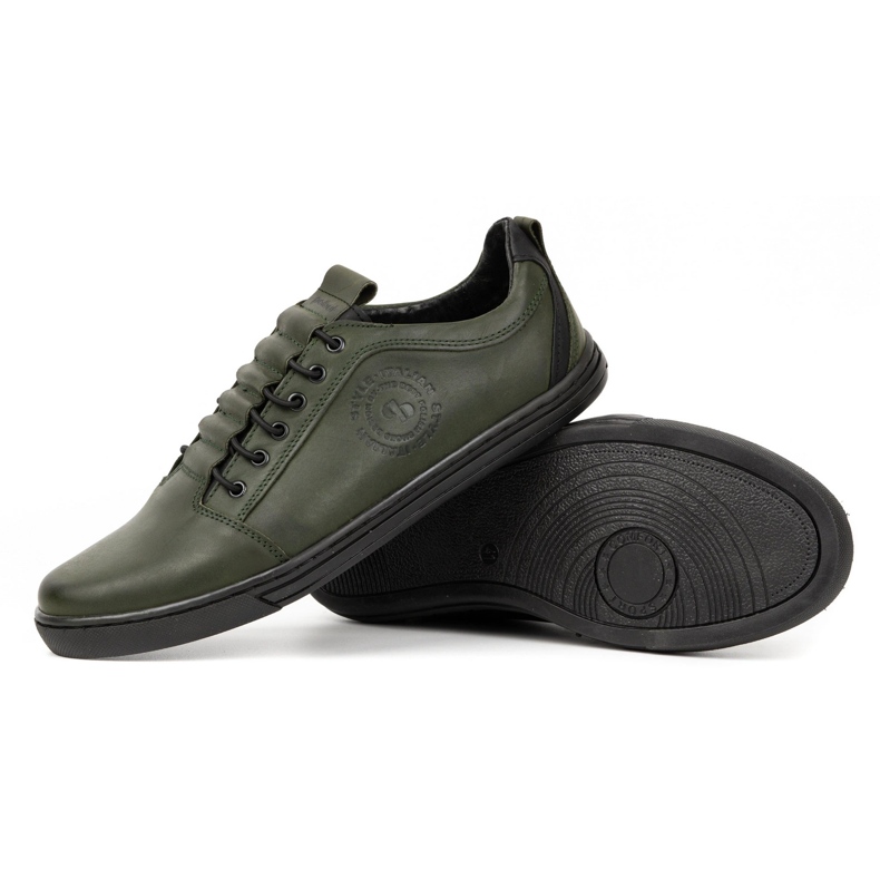 Polbut Men's casual leather shoes 2121/2 khaki green 1