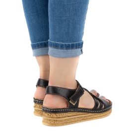 WASAK Comfortable women's leather sandals 0658W black 1