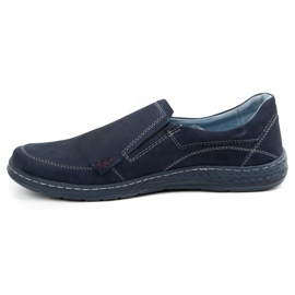 Olivier Men's leather loafers 943MA navy blue 1