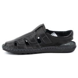 Olivier Men's summer leather sandals 678MA black 1