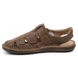 Olivier Men's summer leather sandals 678MA brown 1