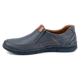 Olivier Men's leather slip-on shoes 62K navy blue 1