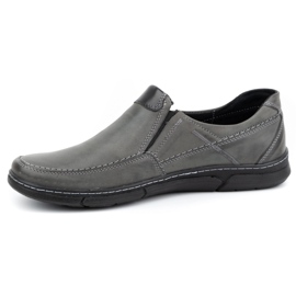 Olivier Men's leather slip-on shoes 62K gray grey 1