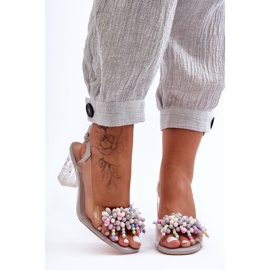 Decorated Fashionable Sandals On A Heel Gray S.Barski MR1037-23 grey 1