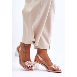 Decorated Fashionable Sandals On Beige Heel S.Barski MR1037-23 1