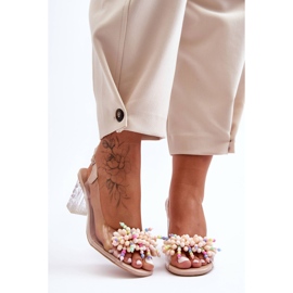 Decorated Fashionable Sandals On Beige Heel S.Barski MR1037-23 2