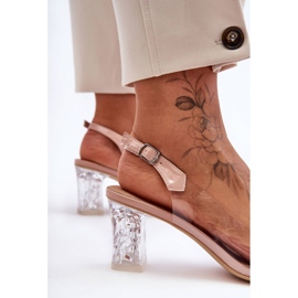 Decorated Fashionable Pink Sandals On A Heel S.Barski MR1037-23 2 Decorated Fashionable Pink Sandals On A Heel S.Barski MR1037-23 2