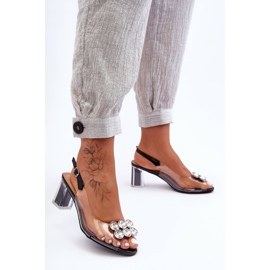 Transparent Sandals With Black Heels S.Barski MR1037-43 1