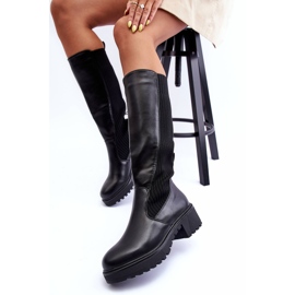 Black Fenwell Leather Over The Knee Boots 2