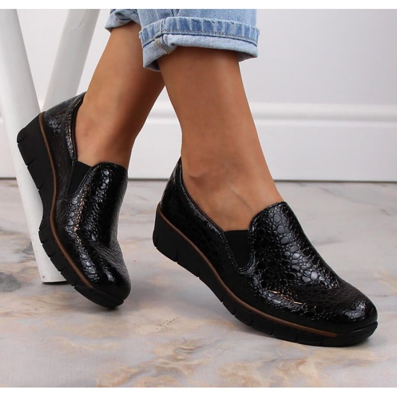 Comfortable Rieker shoes W RKR166C crocodile black 1