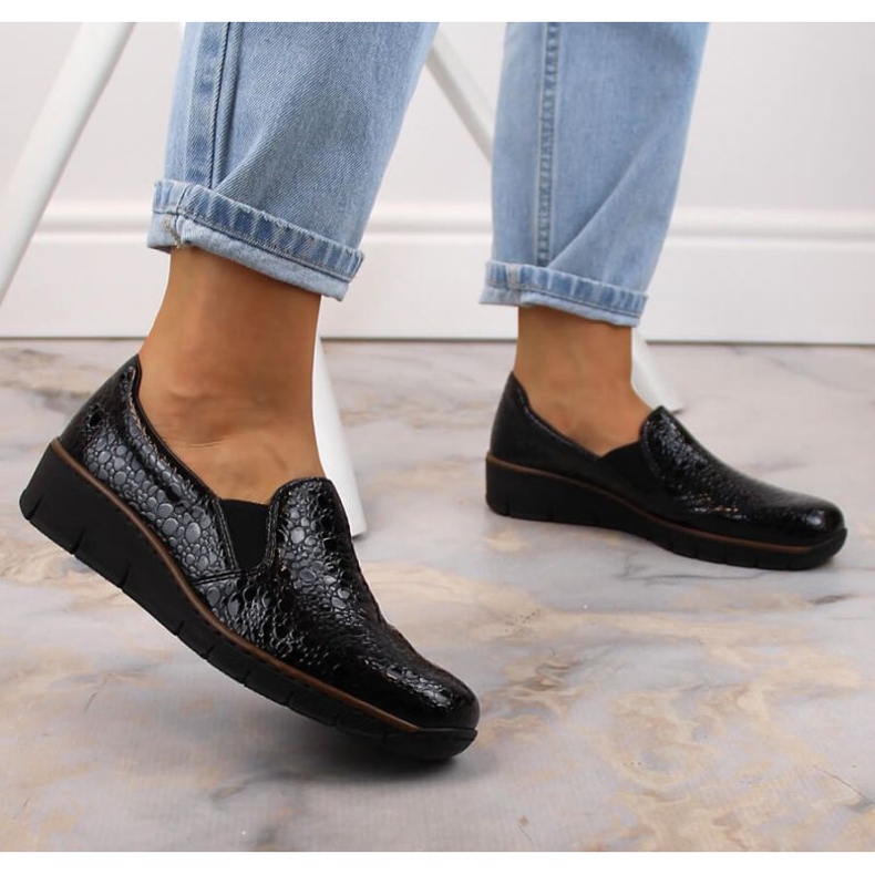 Comfortable Rieker shoes W RKR166C crocodile black 2