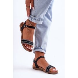 Classic Flat Sandals for Women Black S.Barski 6708 1