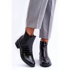 Leather Boots Chelsea Boots Animal Pattern Black Daina 2