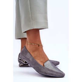 PD1 Flat Suede Ballet Flats Gray Loxes grey 1