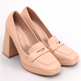 Entee Nude heel loafers beige 1