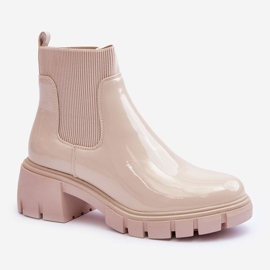 Women's Lacquer Boots Beige Cirie 1