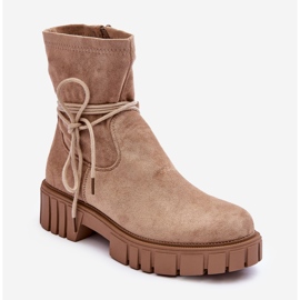 Women's Suede Ankle Boots Beige Lineanor 1