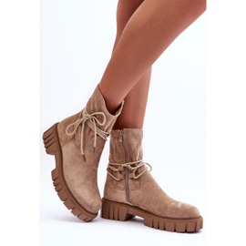 Women's Suede Ankle Boots Beige Lineanor 2
