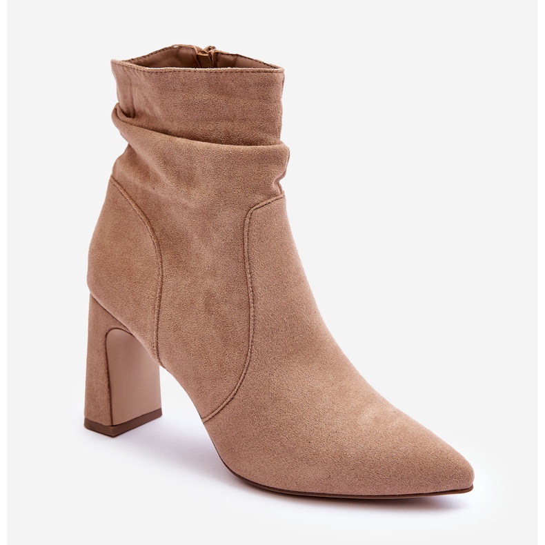 Beige Mellamene Suede Heel Boots 1