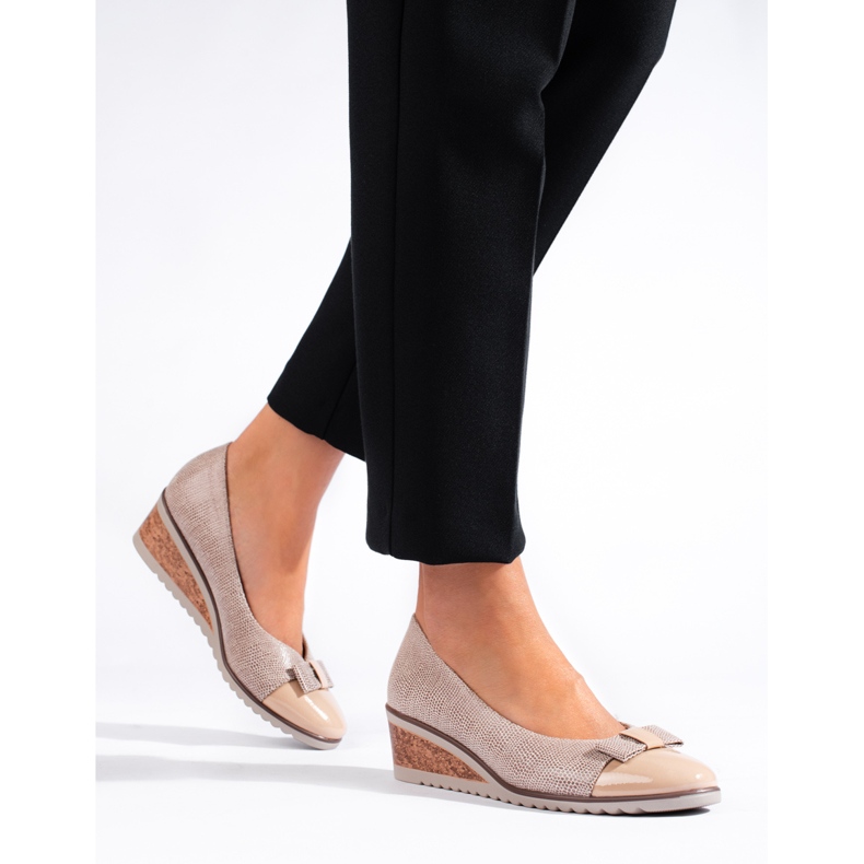 W. Potocki Women's beige pumps from Potocki with a low wedge 1