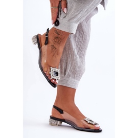 Transparent Sandals with Ornaments Black S.Barski MR1037-05 1