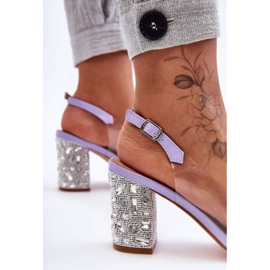 Transparent Stylish Sandals On A Heel Purple S.Barski MR1037-17 2