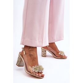 Transparent Stylish Gold Sandals On A Heel S.Barski MR1037-19 golden 1