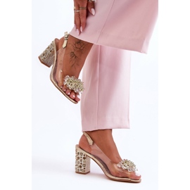 Transparent Stylish Gold Sandals On A Heel S.Barski MR1037-19 golden 2