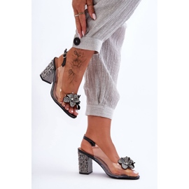 Decorated Stylish Sandals Transparent Black S.Barski MR1037-18 1