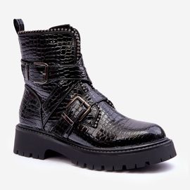 Women's Snake Boots With Stripes Black Leora 1