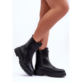 Women's Leather Zipper Boots Black Chlorike 2