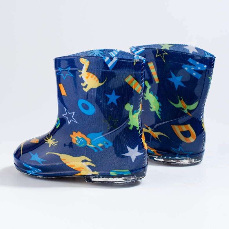 Boys navy blue Shelovet dinosaur rain boots 2