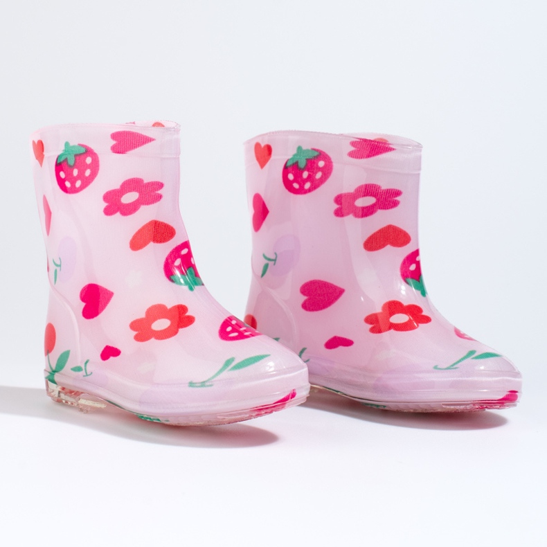 Girl's pink Shelovet fruit wellingtons 1 Girl's pink Shelovet fruit wellingtons 1