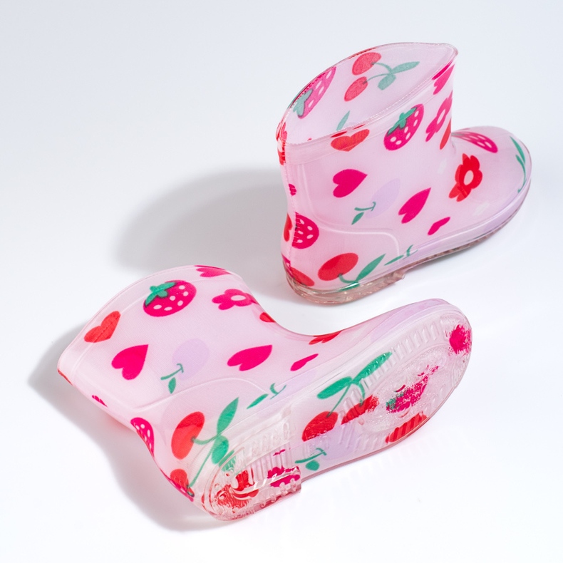 Girl's pink Shelovet fruit wellingtons 2 Girl's pink Shelovet fruit wellingtons 2