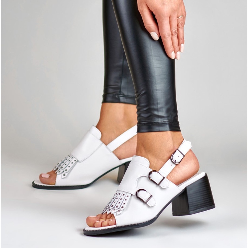 La.Fi White studded sandals 1