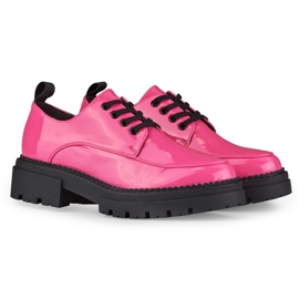 La.Fi Pink lacquered lace-up shoes 1