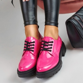 La.Fi Pink lacquered lace-up shoes 2