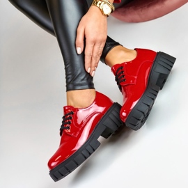 La.Fi Lacquered red lace-up shoes 1