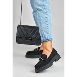 La.Fi Black moccasins on a suede platform 2