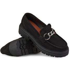 La.Fi Black moccasins on a suede platform 1