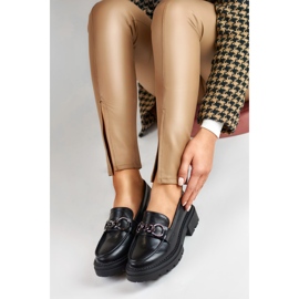La.Fi Black moccasins on a platform made of eco-leather 2