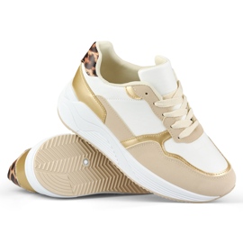 Women's white and gold sneakers 1