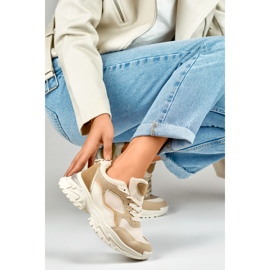 Women's beige sneakers on a white sole 1