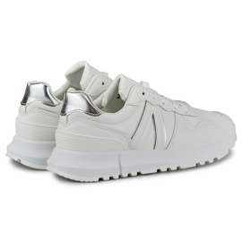 Women's white sneakers with silver trim 1