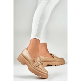 Women's dark beige eco-leather loafers 2 Women's dark beige eco-leather loafers 2