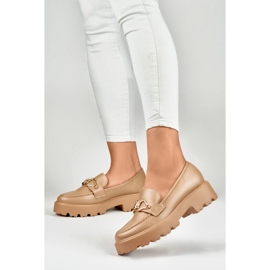Women's dark beige eco-leather loafers 1