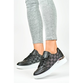 Ladies' black sneakers with a fashionable pattern 2