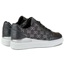 Ladies' black sneakers with a fashionable pattern 1