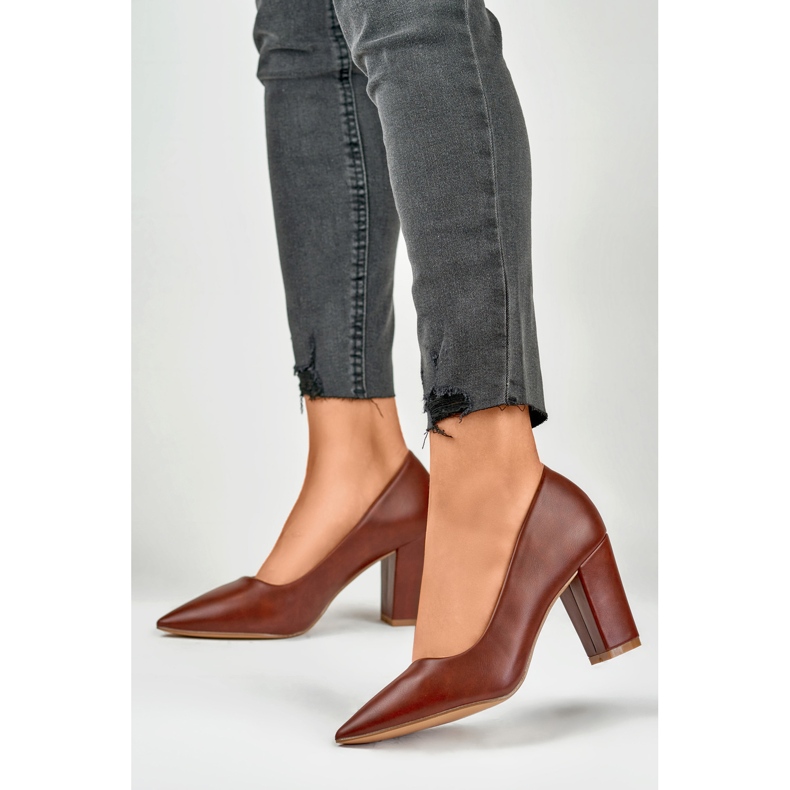 Burgundy pumps on a comfortable heel red 2